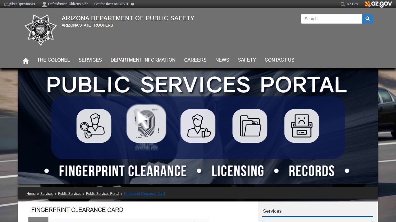 Fingerprint Clearance Card | Arizona Department of Public Safety